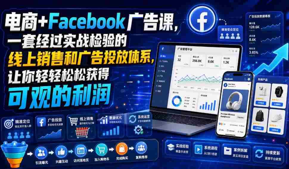 电商+Facebook广告课，一套经过实战检验的线上销售和广告投放体系，让你轻轻松松获得可观的利润【原创双语字幕】-一起发