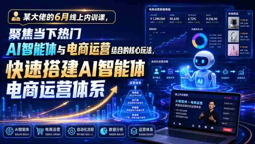 某大佬的6月线上内训课，聚焦当下热门AI智能体与电商运营结合的核心玩法，快速搭建AI智能体电商运营体系-一起发