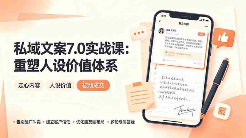 (19313期) 私域文案实战课7.0:重塑人设价值体系|-告别硬广推销×走心内容×自我价值塑造,实现被动成交-一起发