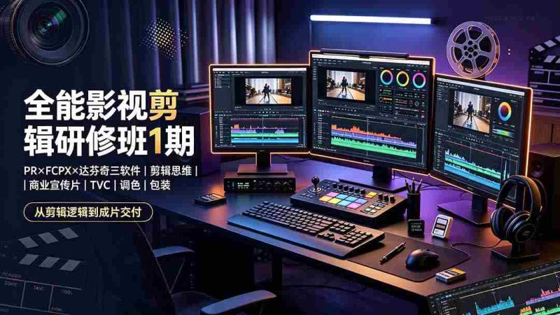 (19451期)全能影视剪辑研修班1期-无水印:PR×FCPX×达芬奇三软件×剪辑思维×商业宣传片×TVC×调色×包装,全链路系统课-一起发
