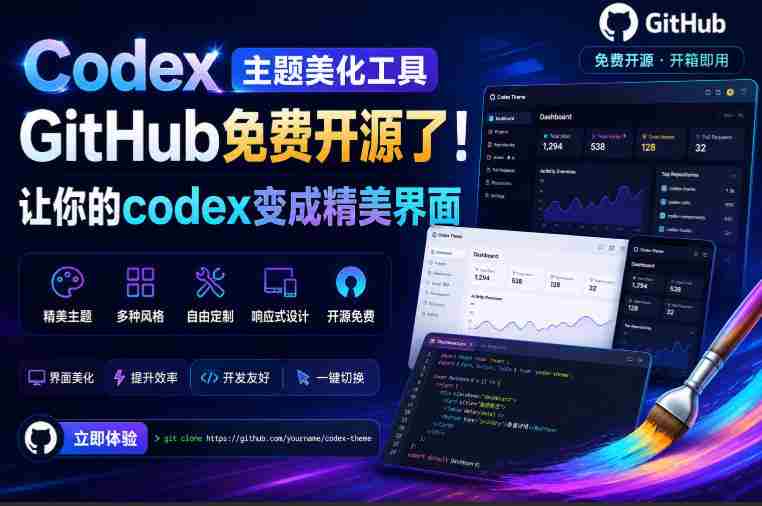 Codex主题美化工具，GitHub免费开源了！让你的codex变成精美界面-一起发