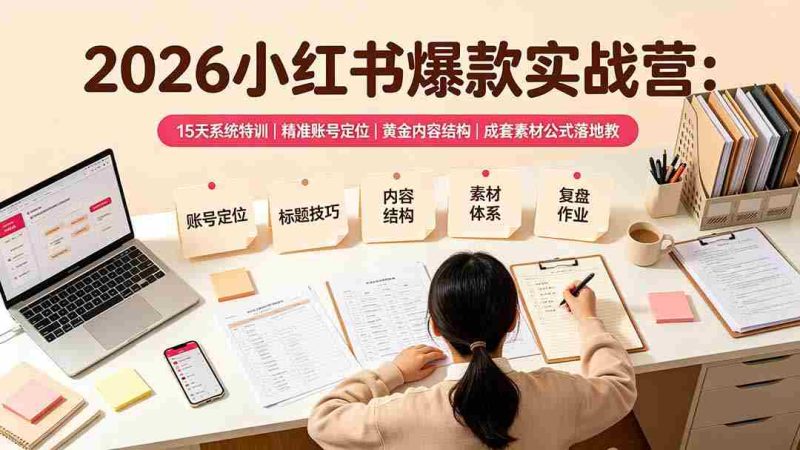 (19332期)2026小红书爆款实战营:15天系统特训|精准账号定位|黄金内容结构|成套素材公式落地教程-一起发