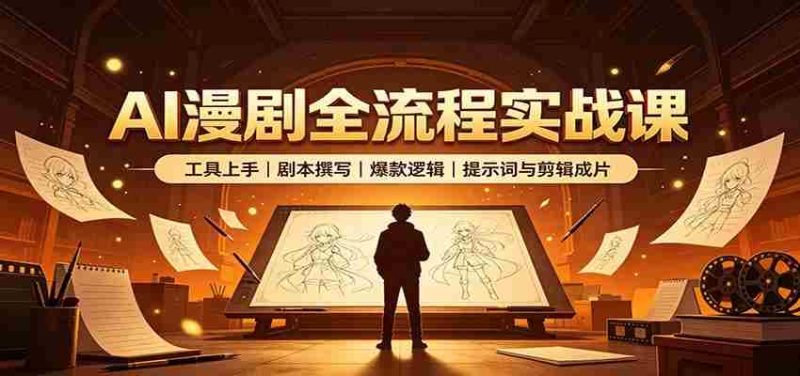 AI漫剧全流程实战课:工具上手、剧本撰写、爆款逻辑、提示词与剪辑成片-一起发