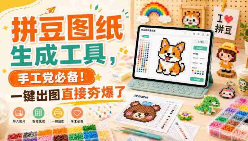 拼豆图纸生成工具,手工党必备!一键出图直接夯爆了-一起发