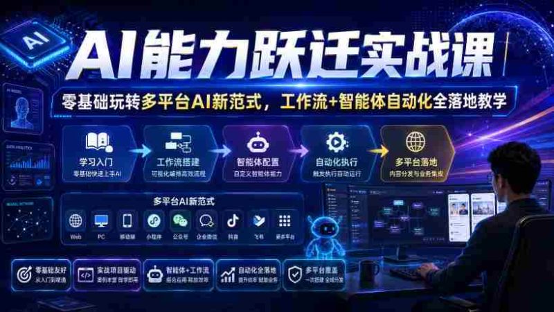 AI能力跃迁实战课|零基础玩转多平台AI新范式,工作流+智能体自动化全落地教学-一起发