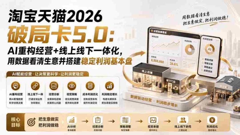（19748期）淘宝天猫2026破局卡5.0：AI重构经营+线上线下一体化，用数据看清生意并搭建稳定利润基本盘-一起发