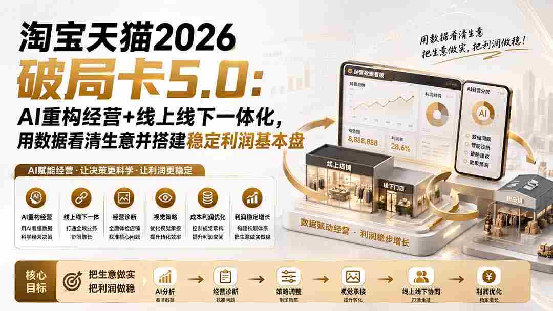 （19748期）淘宝天猫2026破局卡5.0：AI重构经营+线上线下一体化，用数据看清生意并搭建稳定利润基本盘-一起发