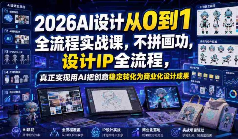 2026AI设计从0到1全流程实战课,不拼画功,设计IP全流程,真正实现用AI把创意稳定转化为商业化设计成果-一起发