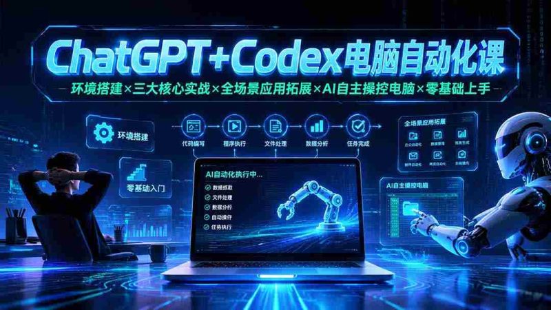 （19583期）ChatGPT+Codex电脑自动化课：环境搭建×三大核心实战×全场景应用拓展×AI自主操控电脑×零基础上手-一起发