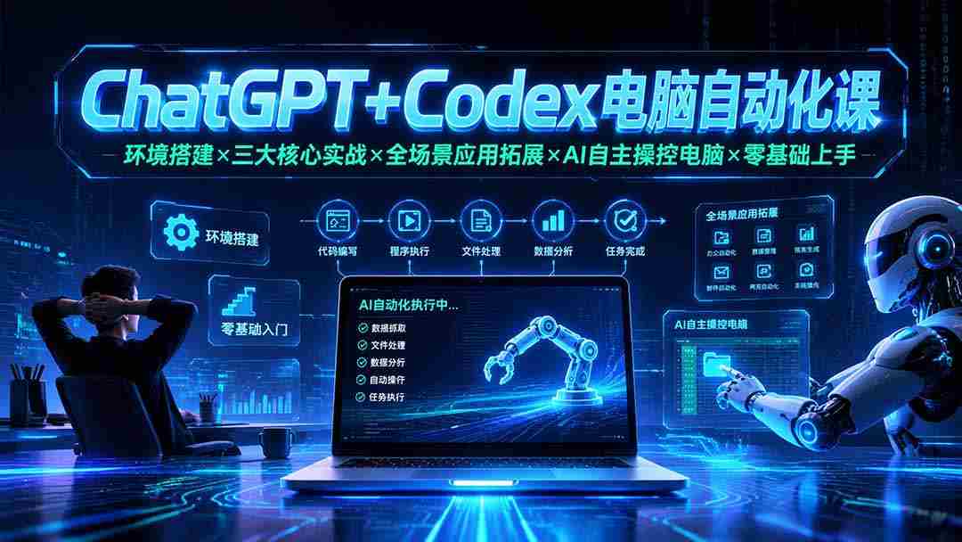 （19583期）ChatGPT+Codex电脑自动化课：环境搭建×三大核心实战×全场景应用拓展×AI自主操控电脑×零基础上手-一起发