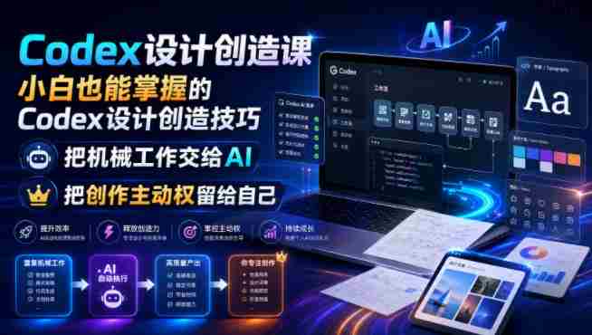 Codex设计创造课,小白也能掌握的Codex设计创造技巧,把机械工作交给AI,把创作主动权留给自己-一起发