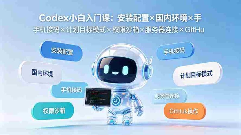 （19402期）Codex小白入门课：安装配置×国内环境×手机接码×计划目标模式×权限沙箱×服务器连接×GitHub操作-一起发