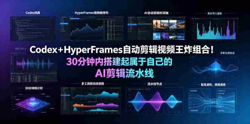 Codex+HyperFrames自动剪辑视频王炸组合!30分钟内搭建起属于自己的AI剪辑流水线(完整版实操教程手册)-一起发