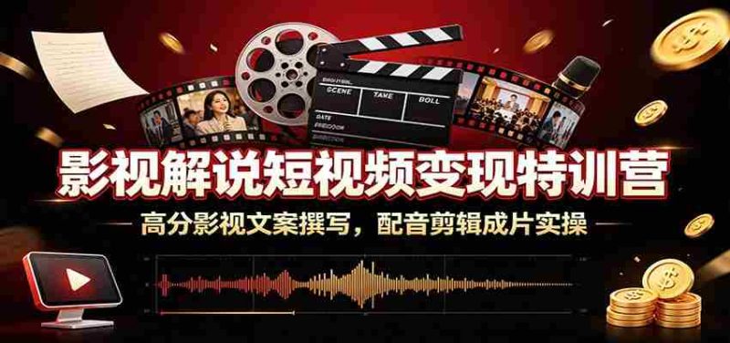 影视解说短视频变现特训营：高分影视文案撰写，配音剪辑成片实操-一起发