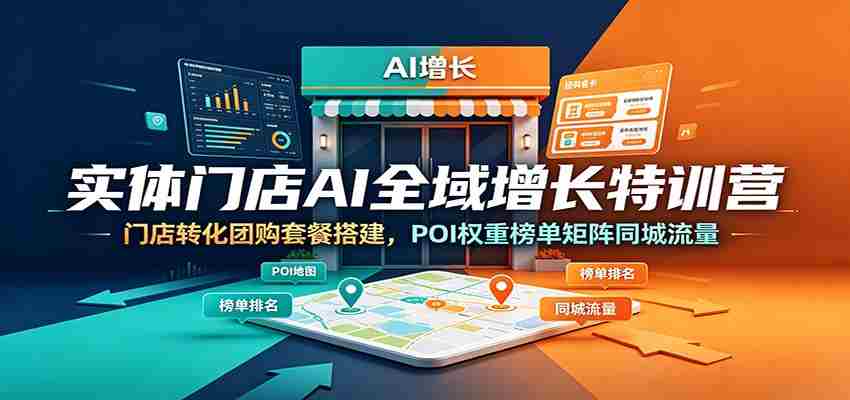 实体门店AI全域增长特训营：门店转化团购套餐搭建，POI权重榜单矩阵同城流量-一起发