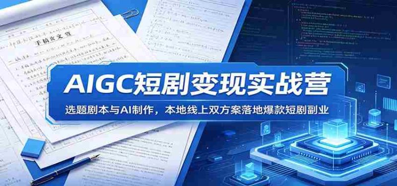 AIGC短剧变现实战营:选题剧本与AI制作,本地线上双方案落地爆款短剧副业-一起发