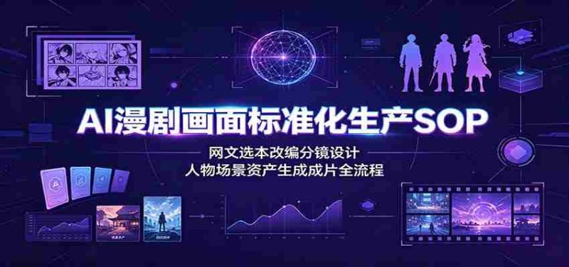 AI漫剧画面标准化生产SOP:网文选本改编分镜设计,人物场景资产生成成片全流程-一起发