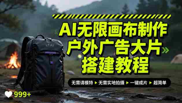 AI无限画布制作户外广告大片搭建教程，无需实地拍摄、无需请模特，一个产品图就能搞定-一起发