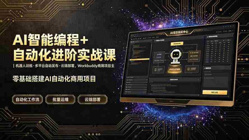 (19246期)AI智能编程+自动化进阶实战课|机器人训练·多平台自动发布·云端部署,Workbuddy商用项目全流程教学-一起发