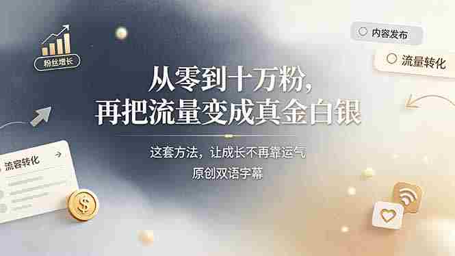 （19198期）从零到十万粉，再把流量变成真金白银——这套方法，让成长不再靠运气【原创双语字幕】-一起发