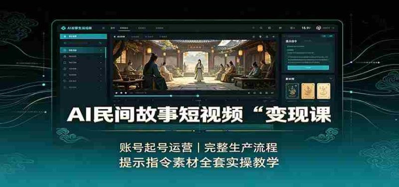 AI民间故事短视频变现课:账号起号运营,完整生产流程,提示指令素材全套实操教学-一起发
