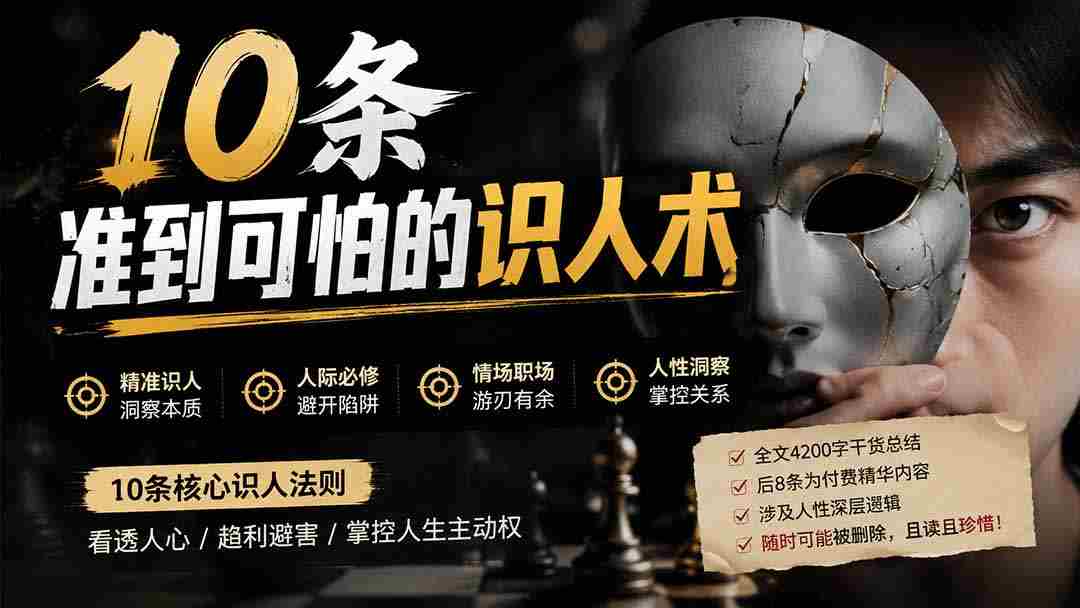 （19751期）付费文章：分享10条准到可怕的识人术术，希望能帮到大家。-一起发