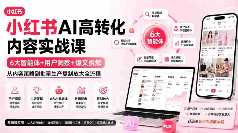 （19927期）小红书AI高转化内容实战课：6大智能体+用户洞察+爆文拆解，从内容策略到批量生产复制放大全流程-一起发
