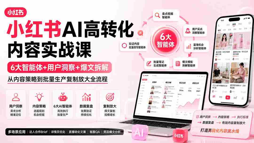 （19927期）小红书AI高转化内容实战课：6大智能体+用户洞察+爆文拆解，从内容策略到批量生产复制放大全流程-一起发