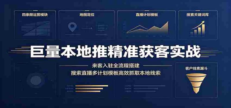 巨量本地推精准获客实战:来客入驻全流程搭建,搜索直播多计划模板高效抓取本地线索-一起发