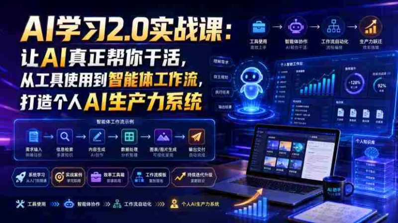 AI学习2.0实战课:让AI真正帮你干活,从工具使用到智能体工作流,打造个人AI生产力系统-一起发