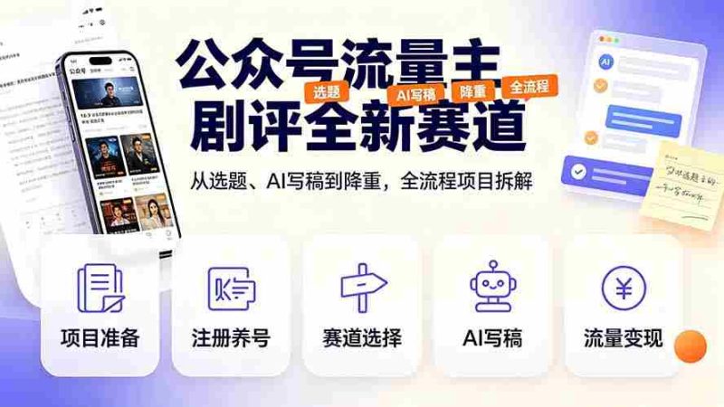 （19348期）公众号流量主剧评全新赛道，从选题、AI写稿到降重，全流程项目拆解-一起发