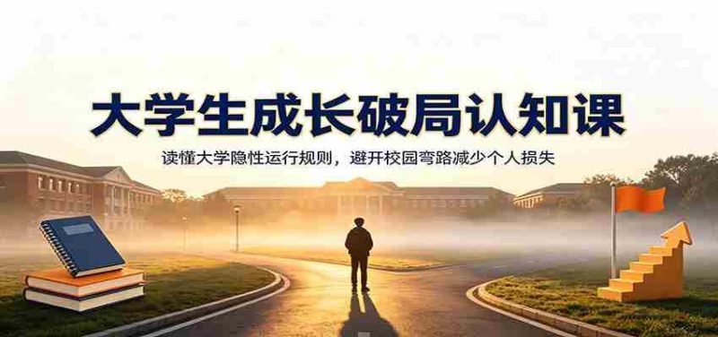 大学生成长破局认知课：读懂大学隐性运行规则，避开校园弯路减少个人损失-一起发
