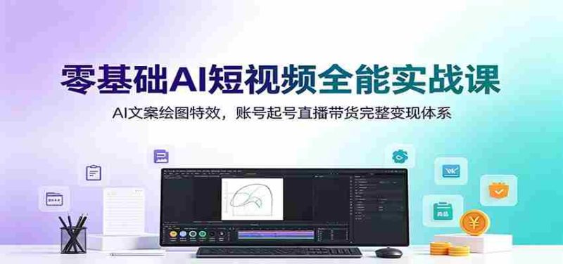 零基础AI短视频全能实战课:AI文案绘图特效,账号起号直播带货完整变现体系-一起发