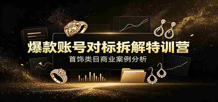 爆款账号对标拆解特训营：首饰类目商业案例分析，配套完整资料内容-一起发
