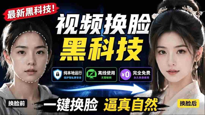 (19025期)AI 人工智能如此夸张?一键视频换脸黑科技,纯本地离线运行,本地视频换脸娱乐工具, AI FaceSwap-一起发