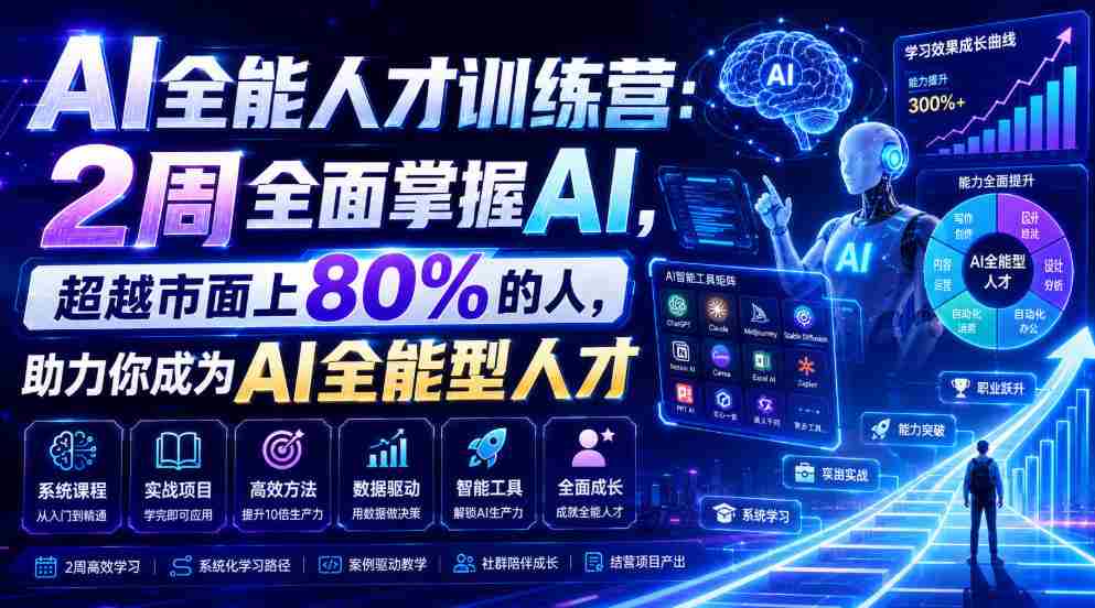 AI全能人才训练营：2周全面掌握AI，超越市面上80%的人，助力你成为AI全能型人才-一起发