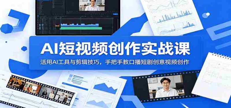AI短视频创作实战课:活用AI工具与剪辑技巧,手把手教口播短剧创意视频创作-一起发