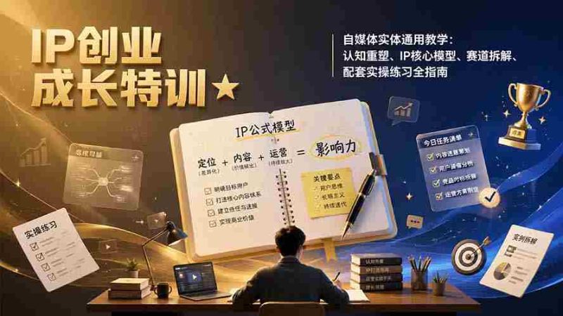 (19567期)IP创业成长特训★自媒体实体通用教学:认知重塑、IP核心模型、赛道拆解、配套实操练习全指南-一起发