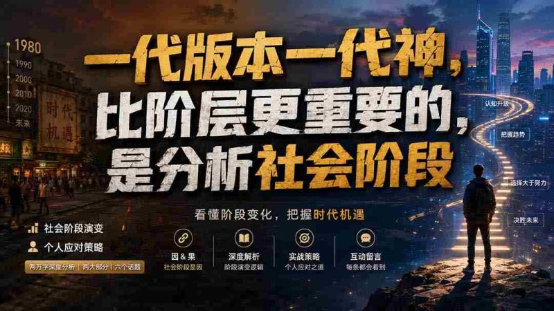 (19745期)付费文章:一代版本一代神,比阶层更重要的,是分析社会阶段-一起发