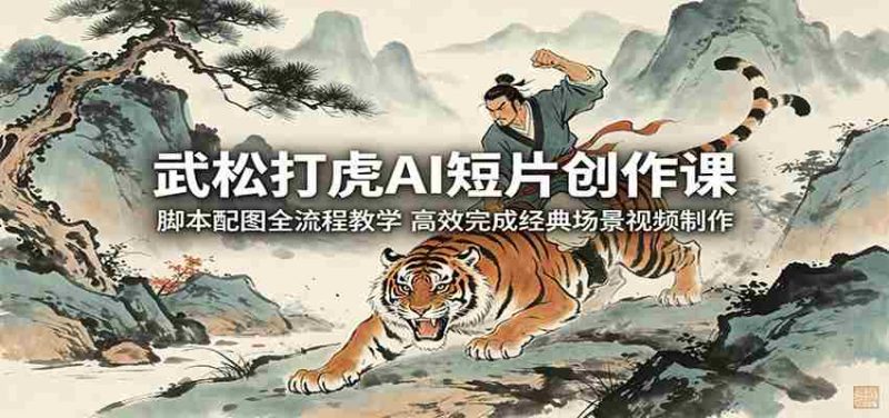 武松打虎AI短片创作课:脚本配图全流程教学,高效完成经典场景视频制作-一起发