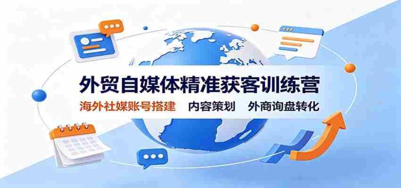 外贸自媒体精准获客训练营:海外社媒账号搭建,内容策划,外商询盘转化-一起发