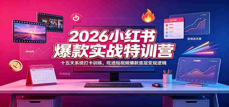 2026小红书爆款实战特训营:十五天系统打卡训练,吃透短视频爆款底层变现逻辑-一起发