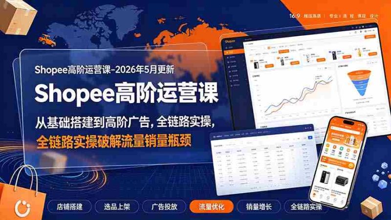 （19443期）Shopee高阶运营课-2026年更新，从基础搭建到高阶广告，全链路实操破解流量销量瓶颈-一起发