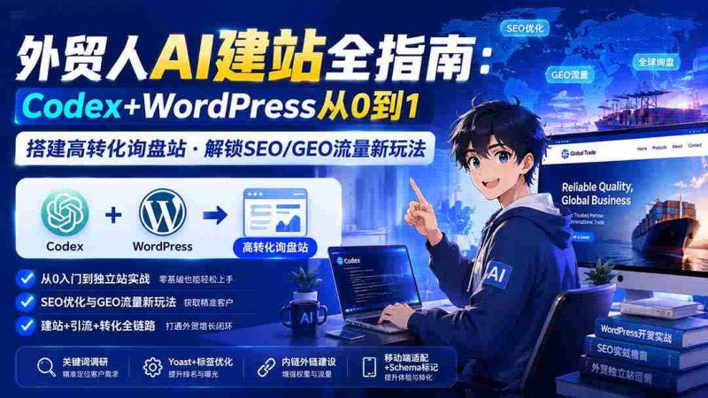 （19818期）外贸人AI建站全指南：Codex+WordPress从0到1·搭建高转化询盘站·解锁SEO/GEO流量新玩法-更新-一起发