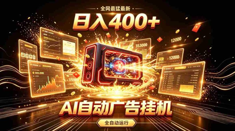 全网最猛最新的AI自动广告挂G,狠收益日入400+,真正做到躺賺式变现【揭秘】-一起发