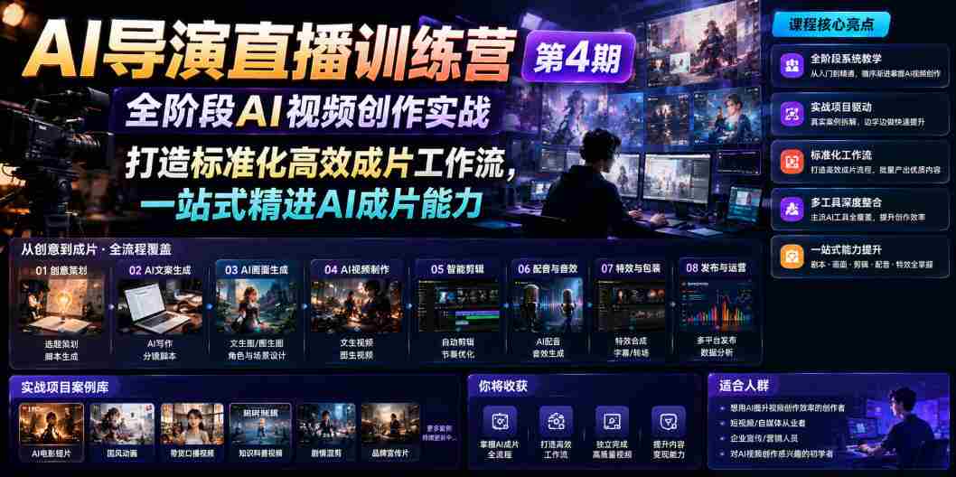 AI导演直播训练营第4期｜全阶段AI视频创作实战，打造标准化高效成片工作流，一站式精进AI成片能力-一起发