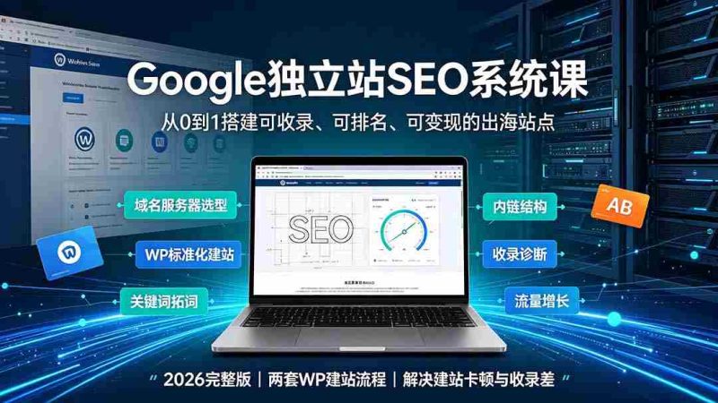 （19426期）Google独立站SEO-7月系统课：出海基建×WordPress建站×AI内容生产×站内外优化×Search Console×AdSense变现-一起发