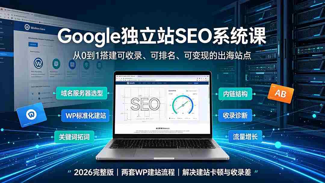 （19426期）Google独立站SEO-7月系统课：出海基建×WordPress建站×AI内容生产×站内外优化×Search Console×AdSense变现-一起发
