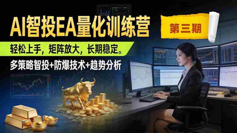 (19737期)AI智投EA量化训练营第三期,多策略智投+防爆技术+趋势分析 ,小白轻松上手,矩阵放大,长期稳定,日入500U。-一起发