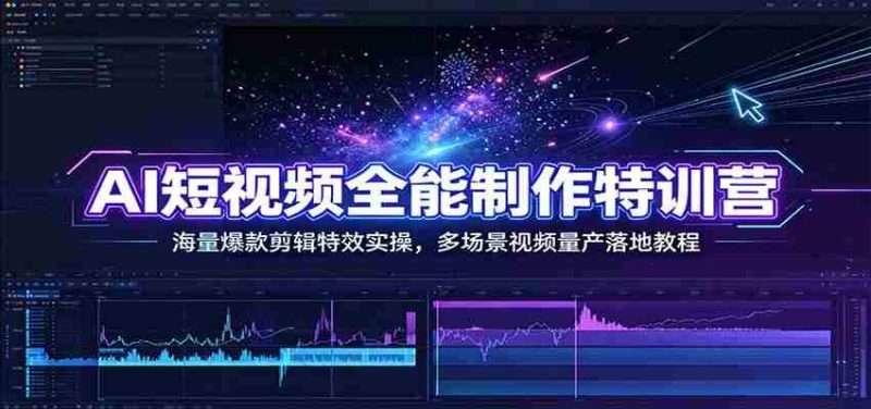 AI短视频全能制作特训营:海量爆款剪辑特效实操,多场景视频量产落地教程-一起发